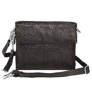 New Why GMT Clutch Concealed Pocket Purse Debossed USA Cowhide GTM-22, Black